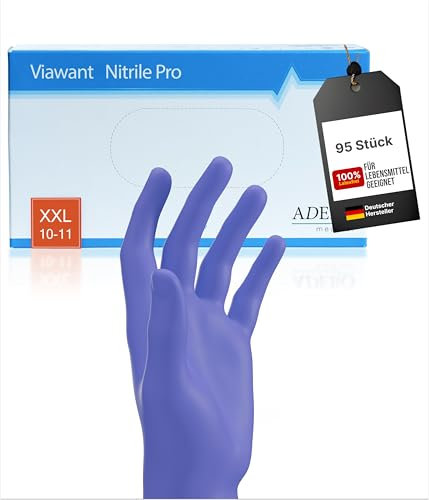 Viawant Einweghandschuhe 100 Stück | XXL | Nitrilhandschuhe Blau | Puderfreie, latexfreie Einmalhandschuhe | Reißfest & feinfühlig | EN 455 & EN 374 | Gr. XS, S, M, L, XL, XXL