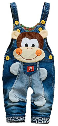 AOOPOO Neonato Ragazzi Ragazze Jeans Salopette Pagliaccetti Salopette Salopette in Denim di Cotone Morbido Pagliaccetti Tuta Jeans Pantaloni con Bretelle