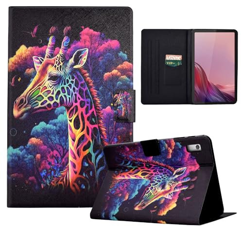LSPCASA Funda para tablet Lenovo Tab M9, de piel sintética, con soporte para tarjetas, función de encendido y apagado automático, para Lenovo Tab M9 Giraffe