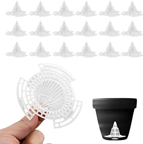 Drainage Mesh, Seed Pot Kit, Plastic Flower Pot Hole Mesh Pad Cone Shape Plants Bottom Grid Drainage Screen Garden Filters Accessory Nets Prevent Soil Loss 20Pcs