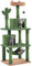 Yaheetech Arbre à Chat Cactus 158,5 cm de Haut Tour de Jeux Multiniveau en Tissu Moppy avec Hamac Poteaux en Sisal Cachettes Perchoir Jouet Maison Vert et Brun
