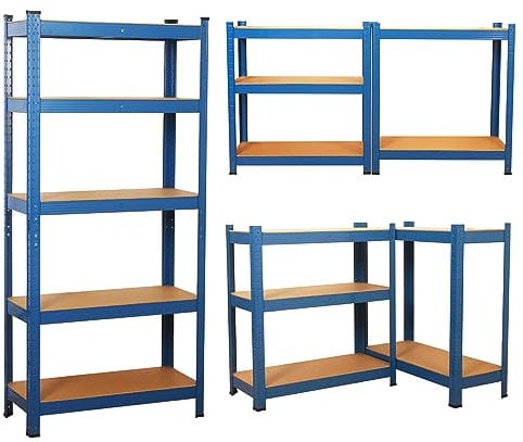 shine planet 5 Tier Garage Shelves Metal Storage Shelves, Heavy Duty Shed Storage Racking for Warehouse Workshop Office(Blue,90x40x180cm) 1pcs