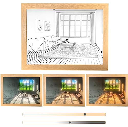 Jastown Lighting Painting Decoration,LED Glowing Photo Frame,Experience Light And Shadow Art,Verstellbare 3 Farben LED Lichter malen Wanddekoration für Zuhause,Wohnzimmer,Hotel,9.3x7.3 inch (sky)