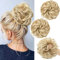 PORSMEER 2 Stücke Haarteil Dunkelblond/Strandblond mit Gummiband,Dutt Haarteil Gelockt Haargummi mit Haaren Hochsteckfrisuren Haarverlängerung Messy Bun Scrunchies Haarteile für Damen Pferdeschwanz