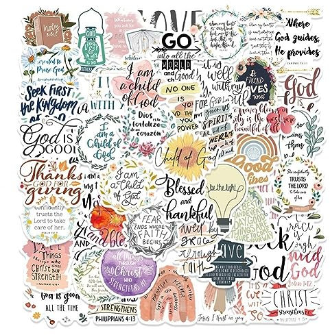 Luxylei Jesus-Aufkleber, 52 Stück, Religiöse Bibel-Aufkleber, Kreuzwort-Aufkleber Für Laptop, Wasserflaschen, Ostergeschenke