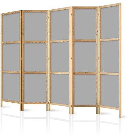 murando - Paravent Innen Raumteiler Holz Glatt 225x172 cm 5-teilig Japanische Trennwand Raumtrenner Room Divider Mobiler Sichtschutz Spanische Wand Raum Abtrennung grau einfarbig f-A-10168-bh-a