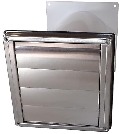 VentilationNord Mauerkasten 100 mit Rückstauklappe für Dunstabzug | Edelstahl-Wetterschutz-Lüftungsgitter mit Wandabdichtung | Teleskoprohr Ø 100