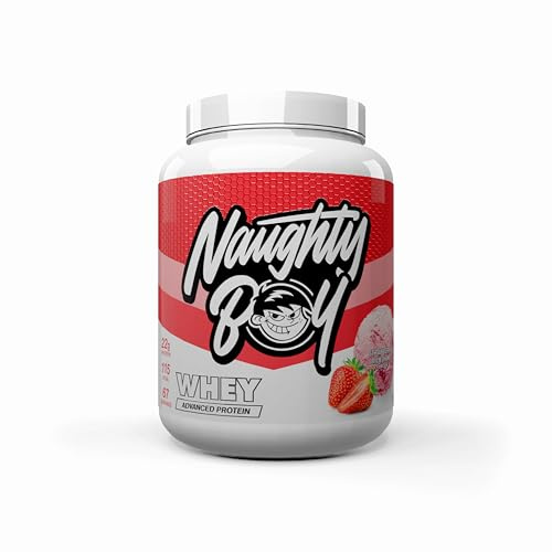 Naughty Boy Advanced 100% Whey Protein Powder, 2010g, 22g Protein Per Serving, 67 Servings, High Protein Shake for Muscle Growth & Recovery, Low Sugar, Strawberry Milkshake