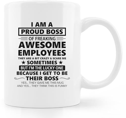 uinwk Taza de café Best Boss, regalo para mujeres y hombres, taza de café con texto en inglés I Am A Proud Boss, el mejor regalo de agradecimiento a los mentores líderes para mujeres y hombres, 11