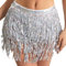 LETTERASHQP Glitzer Rock Damen Pailletten Rock Damen Bauchtanz Rock Glitzer Rock Silber Quasten Glitzerrock Pailetten Rock Silber Damen Pailletten Rock Mädchen für Karneval