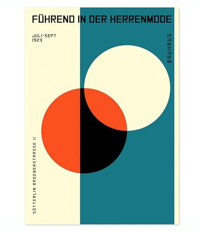 Bauhaus Blaue Kreise Poster, Bauhaus-Druck, gerahmt, abstrakte Kunst, Mitte des Jahrhunderts, Wandkunst, moderne Wohnkultur, Geschenkidee, archivarisch, matt, A1 (nur Druck), 84,1 x 59,4 cm