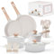 RIOVARM Set di pentole e padelle per piano cottura a induzione Set di pentole in granito antiaderente con coperchio Senza PFOA Cucina Essenziale con Casseruola Set di spatole