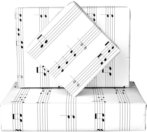 Geschenkpapier mit Musiknoten, 71,1 x 50,8 cm, Musik-Design, Geschenkpapier für Geburtstag, Babyparty, Hochzeit, Brautparty, Musik, Konzert, Party, Bastelbedarf, 12 Bögen