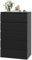 FOREHILL Kommode schwarz mit 5 Schubladen Schubladenschrank schmal für Schlafzimmer Flur Wohnzimmer 60x40x100cm