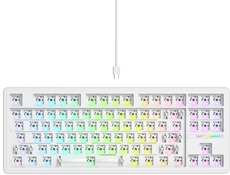 GTSP 75% Custom Barebones Keyboard kit Gasket Mouted,Blank DIY Silent TKL Mechanical Gaming Keyboard PCB Hot Swappable 3pin/5pin Switch with South-Facing RGB for Win/Mac (M87 Kit-White)