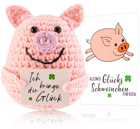 Lvefyti Positive Schwein, Pocket Hug, Kartoffel-Ersatz, Strickwolle Puppe, Gute Besserung, Mutmacher, Glücksbringer Prüfung Geschenk