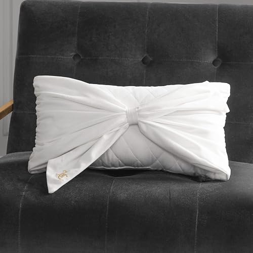 Juicy Couture Rechteckiger, dekorativer Akzent, hochwertiges Wendekissen, Wohn- und Schlafzimmer-Dekor, 25,4 x 45,7 cm, Weiß
