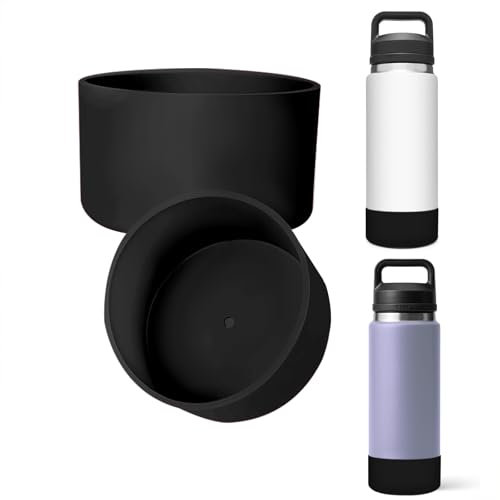 UWSTE 2Pcs Silicone Boot Compatible with YETI Rambler Water Bottle 26 oz, Anti-Slip Sleeve Boot Cover Bottom Protector Accessories for YETI Rambler 26oz, rotects Against Damage (Black).