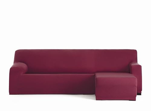Eysa Bi-elastischer Sofabezug für Chaiselongue, mit kurzem Arm auf der rechten Seite, Farbe: Bordeaux, Design Harlem