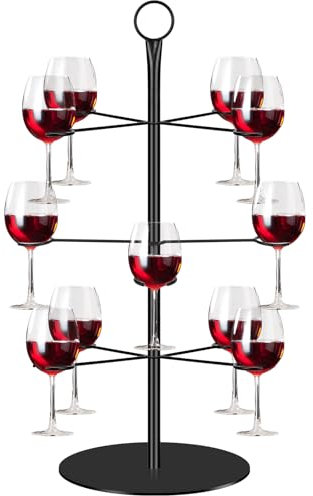Apritsce Aperol Tower, 3 Etagen 12 Gläser Getränketurm, Schwarz, ABS Material, Einfach zu Installierender und Zu Entfernender Cocktailhalter für Partys, Hochzeiten, Kneipen, Familienfeiern