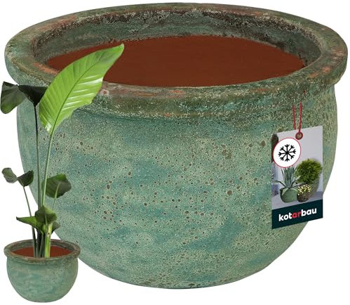 KOTARBAU® Blumentopf Keramik groß Höhe 25 cm ⌀ 38 cm Pflanzkübel für draußen Blumenkübel Outdoor groß & frostsicher Pflanzgefäße außen & innen Übertöpfe für draußen Orchideentopf Keramik