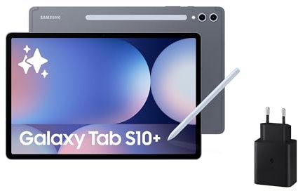 Samsung Galaxy Tab S10+ 512GB + Cargador - Tablet IA, Tableta Android Wifi, 12GB RAM, Pantalla AMOLED, Antirreflejos, S Pen Incluido, Gris (Versión Española)