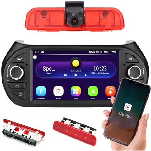 7 HD Android Auto GPS Radio Navigator Carplay Replacement for FIAT Qubo Fiorino 225 Limousine Kombi Punto Citroen Nemo Peugeot mit GPS Bluetooth FM USB WiFi DVR RDS TPMS SWC DAB+Rückfahrkamera