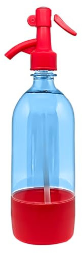 Sodafall Bouteille de Seltzer pour seltzer maison et soda de club - Style rétro vintage - Avec distributeur (rouge avec bouteille bleue)