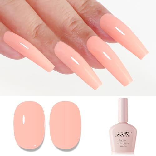 Imtiti Coral Gel Nail Polish, Light Coral Orange Gel Polish High Gloss Soak Off UV LED Nail Gel Polish Spring Summer Gel Polish Nail Art Manicure Salon DIY Design Gel Nail Kit 10ml