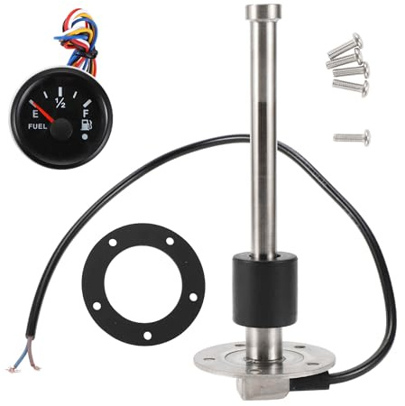 A ABSOPRO Fuel Sending Unit and Gauge Kit 175mm Length 240-33 Ohm | Boat Fuel Sending Unit, Marine Fuel Sender Unit, Metal, Black Silver Tone, 1 Set