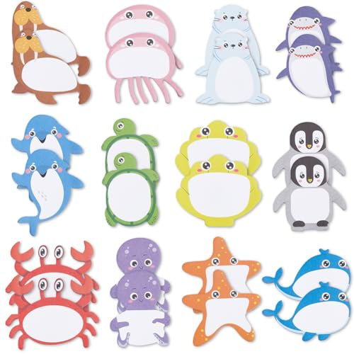 SOFPLATE 24 Block 720 Blätter Haftnotizen Mit Meerestieren Und Cartoon Motiven Süßes Notizblock Set Selbstklebende Haftnotizen Lustiges Schreibtischzubehör Mini Seitenmarker Flaggen Für Zuhause Büro S