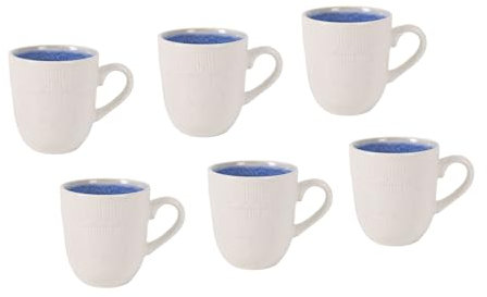 Lot de 6 tasses à expresso en céramique avec émail mat de couleur crème pour expresso, cappuccino, café late, mokka pour la maison ou l'hôtellerie (Espresso bleu - 100 ml)