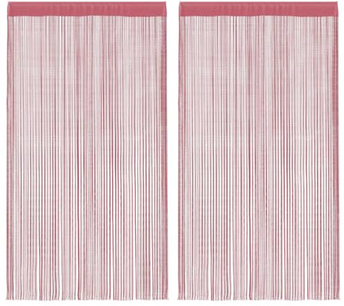 vidaXL Rideau en Fils 2 pcs 140 x 250 cm Rose, Rideau à Franges, Rideau à Passe-Tringle, Rideau à Franges à Fils, Rideau à Fils de Porte