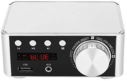 Walfront HiFi BT 5.0 Digital Audio Amplifier Board Memory Card Player Mini -Verstärkerempfänger 50W X 2 Stereo für den Amp -Verstärker (Silver)