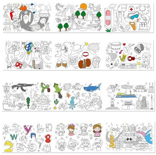 2 Rouleau Papier Dessin, 30 x 300 cm Rouleau de Coloriage Dessin Découpables, Papier à Colorier Rouleaus Feuille pour Coloriage Bricolage Cadeau Anniversaire