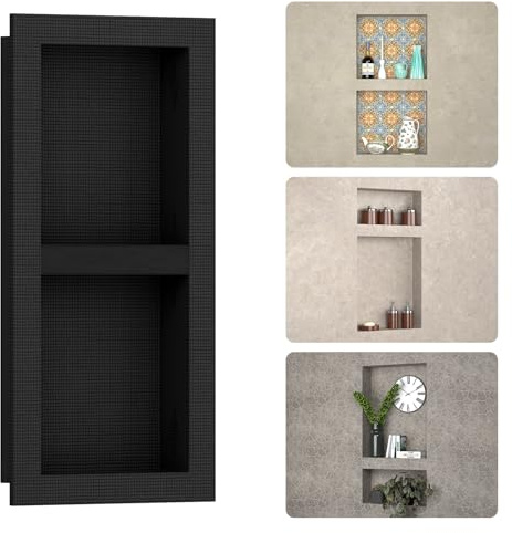 Bathfinesse XPS Shower Niche Insert Tile Ready 16 x 32, Niche for Shower Wall, Black Niche Wall Shelf, Shower Boxes with Removable Shelf