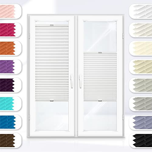 Concept Crystal Maßgefertigtes Plissee mit Bohren – Breite 30–140 cm, Höhe 40–230 cm – 18 Stofffarben – Lichtdurchlässigkeit einstellbar – Einfache Montage