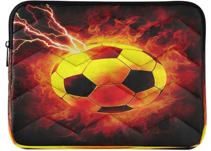 Football Flames Red Black Case Laptop, Slim Laptop Pouch 15 Inch for Women Men