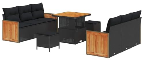 vidaXL Gartensofa-Set 9 STK. 8-Sitzanzahl Schwarz