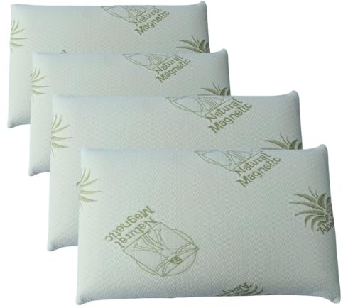 cuscini fiber - 4 Cuscino Memory Foam 13cm, Cuscini Letto Matrimoniale Ortopedici con Fodera in Aloe Vera Sicura per la Pelle, Guanciale Letto Made in Italy, Cuscino Antiacaro Anallergico