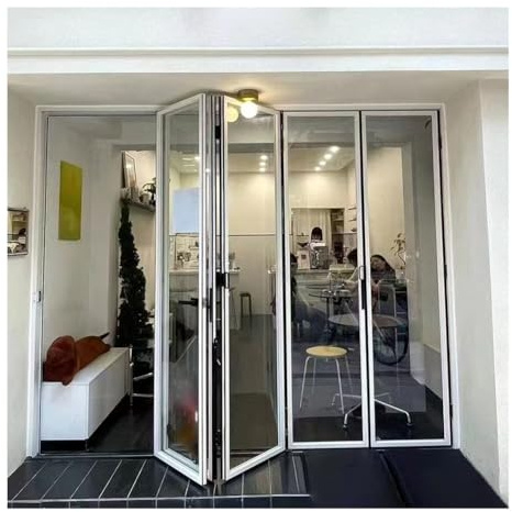 pujindu Ventana Corrediza Plegable De Aleación De Aluminio, Puertas Plegables Interiores, Ventanas Abatibles con Riel Inferior, Puerta Corrediza Plegable Izquierda Y Derecha(2x1.7m/78.7x67in)