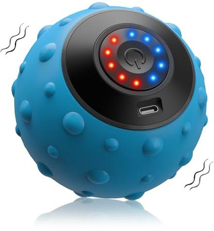 Wolady Elektrisch Massageball mit Vibration，5-Gänge Faszienball für Muskel und Plantar USB Wiederaufladbar Massagegerät Ball für Muskel und Plantar Schmerzlinderung Muskelspannung (Blau)