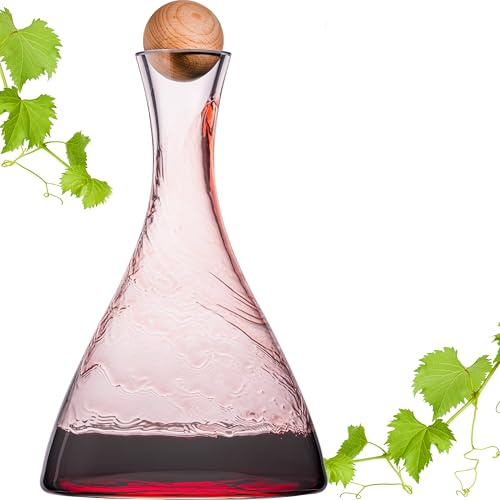 IMPERIAL glass Decanter per vino in vetro Crystalline – Caraffa per vino fatta a mano con chiusura in legno 1700 ml – Decanter per vino rosso, tavolo e degustazione di vino