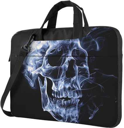 KCGSDEGV Laptoptasche mit Totenkopf-Motiv, dreilagiger Schutz, stoßfest, Crossbody-Laptop-Umhängetasche für Damen und Herren