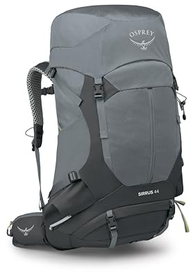 Osprey Sirrus 44L Damen Wanderrucksack - Leichter Rucksack mit wasserdichtem Regenschutz - Campingtasche, mittelgrau
