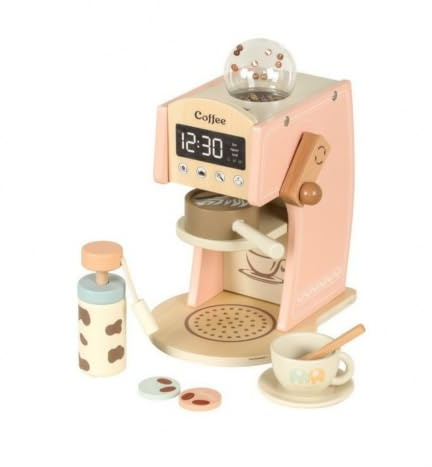 Mixeur de Cuisine Enfant Jouet Mixeur Batteur Robot avec Panneau Simulé et Acier Corps en Bois Lisse Coffret Farine Sucrier et Biscuits Adapté au Jeu d'Imitation Salle de Classe Maternelle