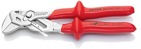 KNIPEX 86 07 250 Pliers Wrench insulated chrome plated with dipped insulation, VDE-tested 250 mm