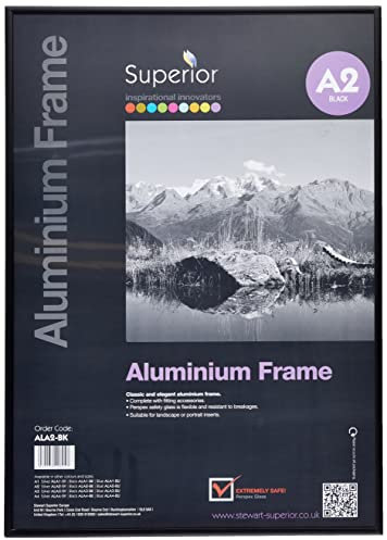 Stewart Superior A2 portrait/paysage en Perspex en verre de sécurité en aluminium Cadre photo – Noir