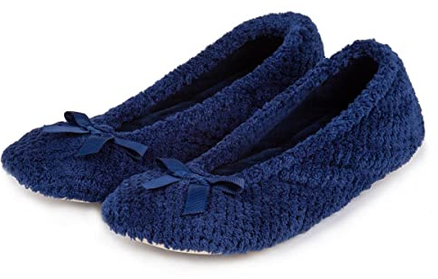 Isotoner Popcorn Ballet, Women Open Back Slippers, Blue (Navy), XL UK (40/41 EU)