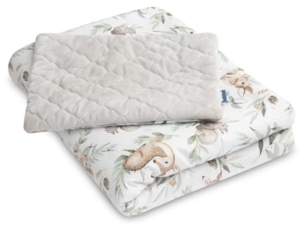 Sensillo - Bettwäsche Set für Baby - Babydecke 95x75 und Kissen 35x25cm - aus Baumwolle und Plüsch - für Kinderbett, Wiege oder Kinderwagen - Bedding ab Geburt - Hirsche
